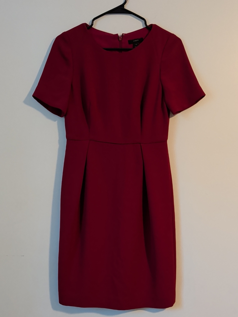 J. Crew Burgundy Short-Sleeve Sheath Midi Dress